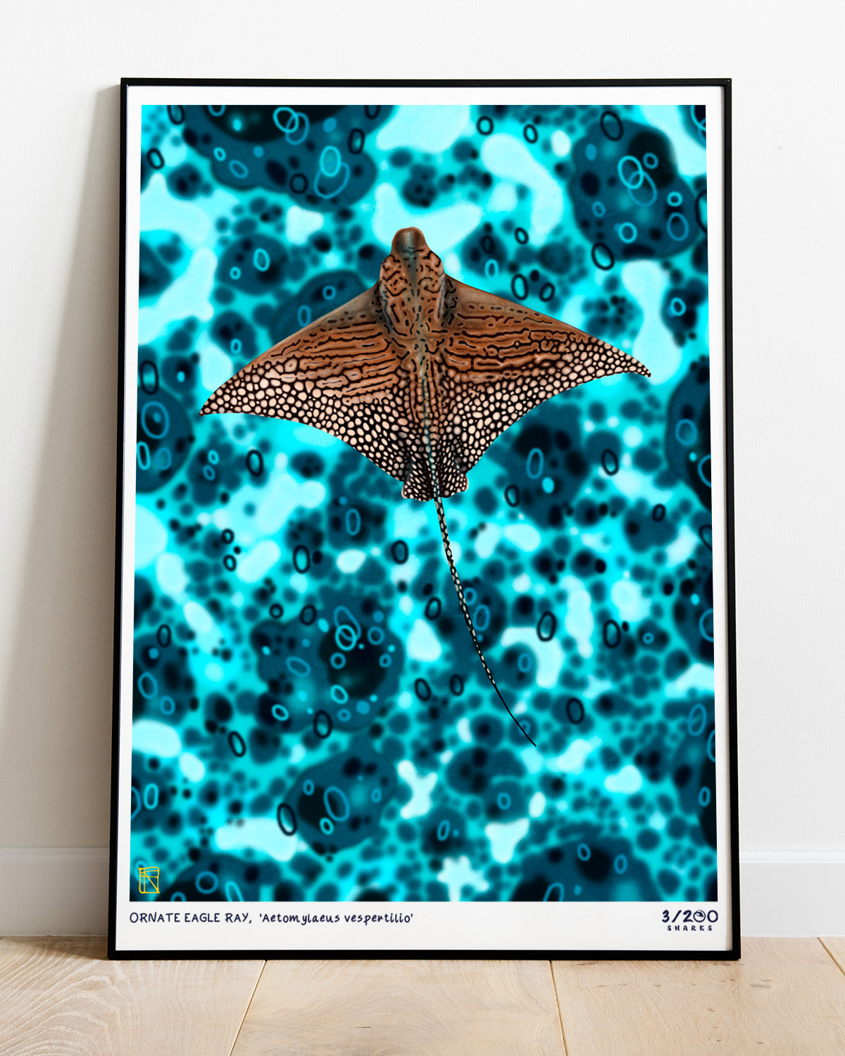 3/200 Ornate Eagle Ray Illustration Print