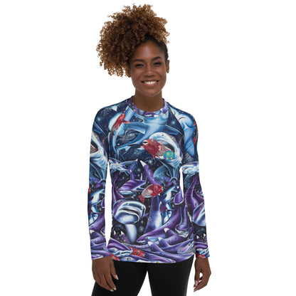 Cosmic Lovers Full Print Women's Rash Guard