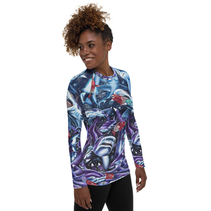 Cosmic Lovers Full Print Women's Rash Guard