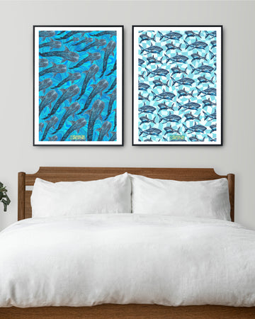 Groovy Whale Shark Illustration Print