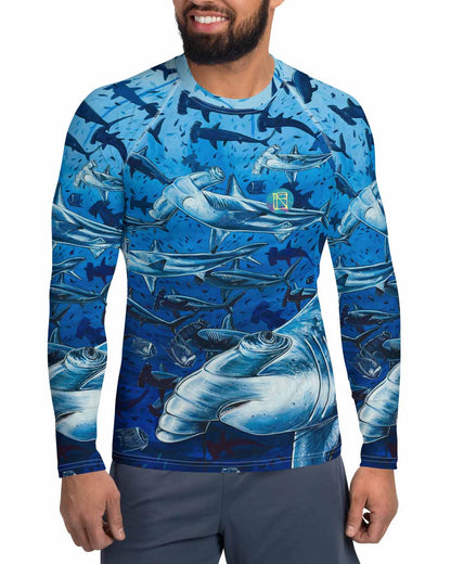shark card sleeves Hammerhead Shark Full print Men's Rashguard – Francesca Page Collections