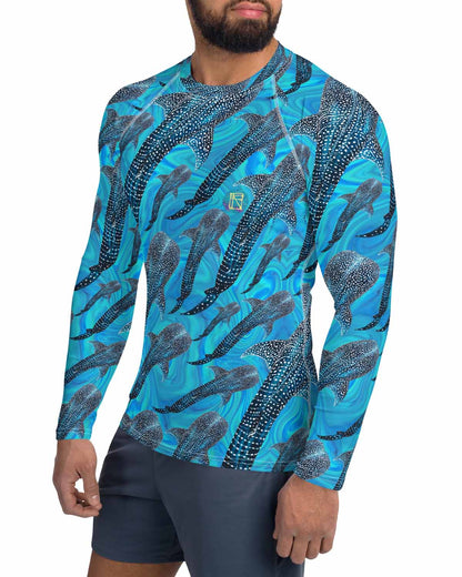 Groovy Whale Shark Men's Rash Guard