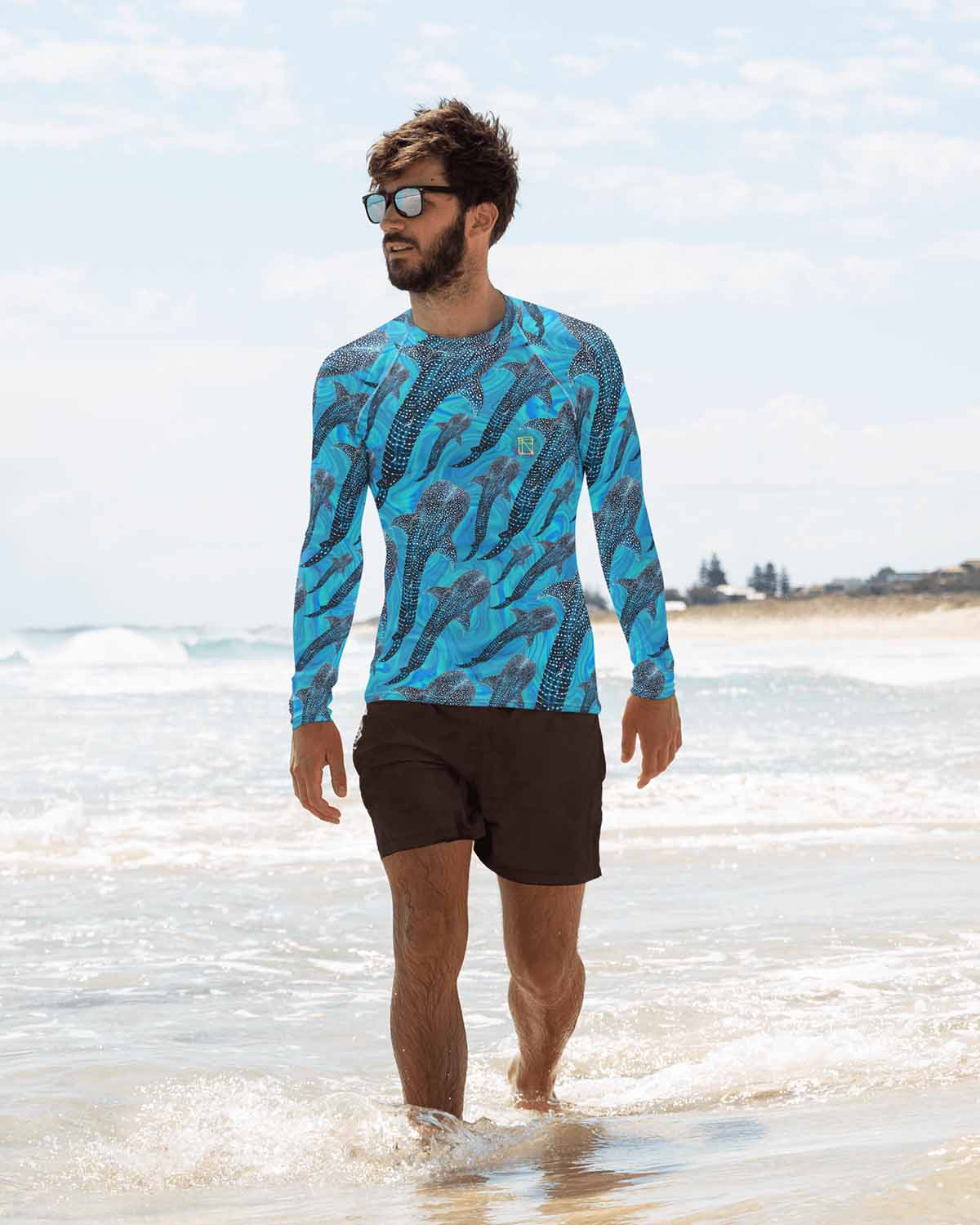 Groovy Whale Shark Men's Rash Guard