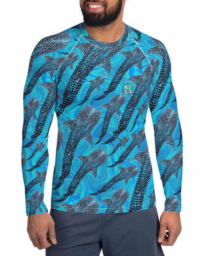 Groovy Whale Shark Men's Rash Guard