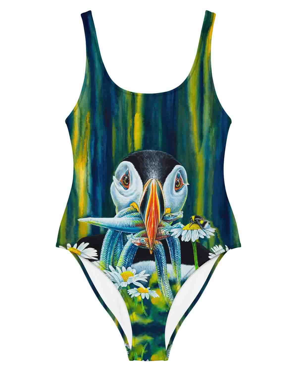 Puffin British sea bird inspired women's Swimsuit – Francesca Page ...