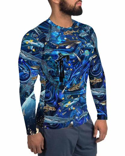 Space Shark Men's Rash Guard