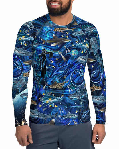 Space Shark Men's Rash Guard