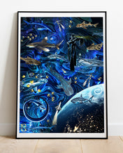 Load image into Gallery viewer, Space Shark Illustration Print
