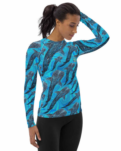 Groovy Whale Shark Full print Women's Rash Guard