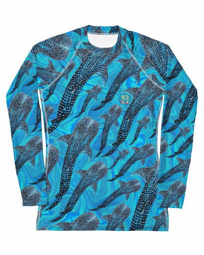 Groovy Whale Shark Full print Women's Rash Guard