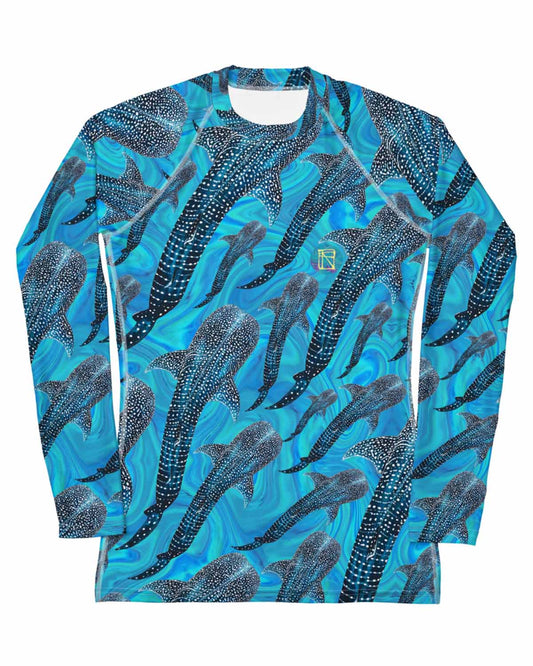 Groovy Whale Shark Full print Women's Rash Guard