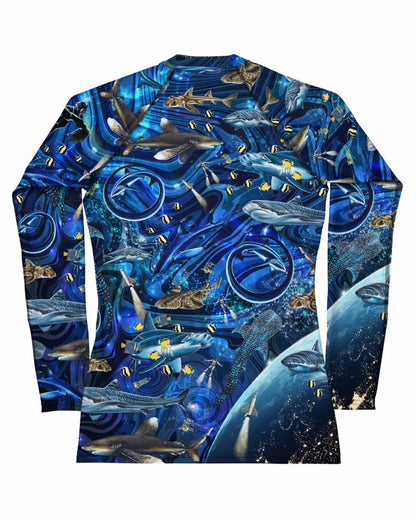 Space Shark Full print Women's Rash Guard