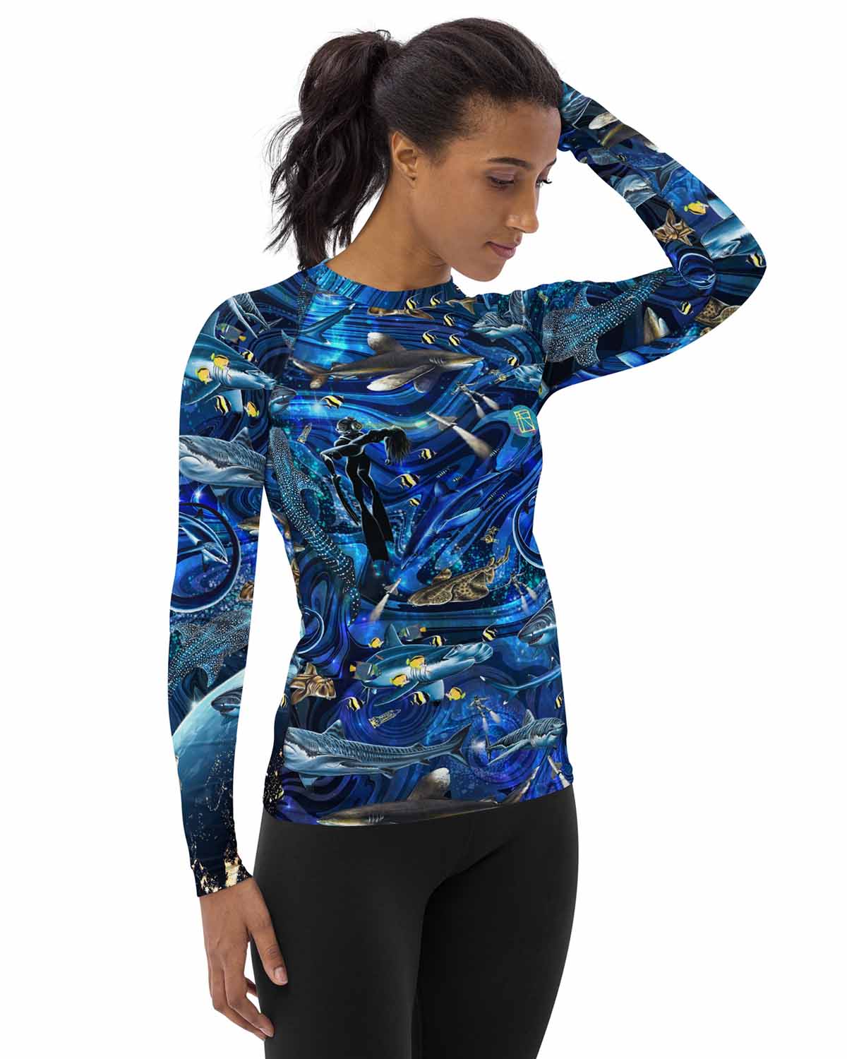 Space Shark Full print Women's Rash Guard