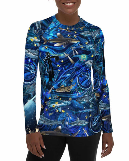 Space Shark Full print Women's Rash Guard