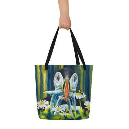 Puffin To Worry About Large Tote Bag