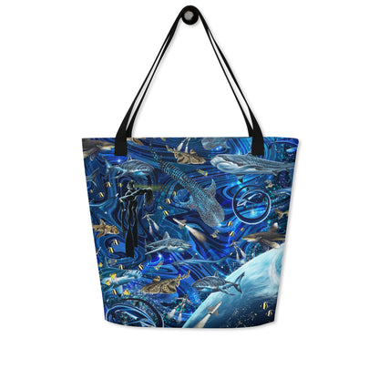 Space Shark Large Tote Bag