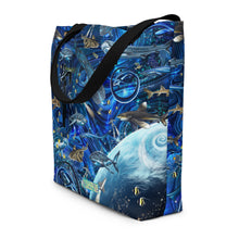 Load image into Gallery viewer, Space Shark Large Tote Bag
