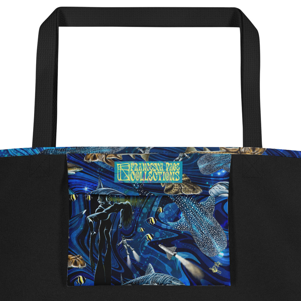 Space Shark Large Tote Bag