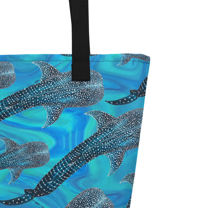 Groovy Whale Shark Large Tote Bag