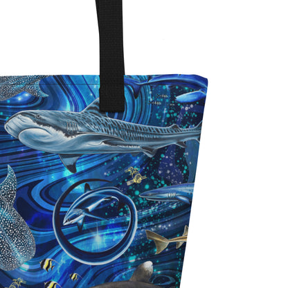 Space Shark Large Tote Bag